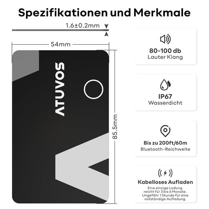 ATUVOS Air Tag Card, ultradünner Bluetooth Tracker, 2er Pack