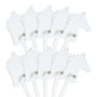 FOLDZILLA Steckenpferde Pappe weiss – 10er Set Hobbyhorse zum Bemalen. Zehn weisse Papp-Steckenpferde in typischer Form zum Bemalen.