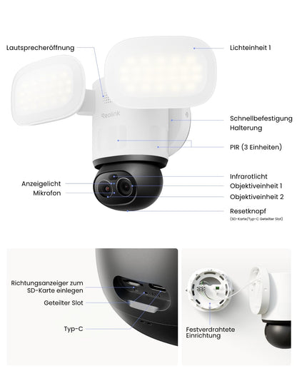 Reolink TrackFlex Floodlight WiFi 4K PTZ Überwachungskamera