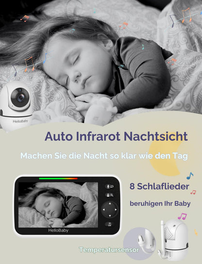 HelloBaby Babyphone mit Kamera HB6550, 5-Zoll-Display, ohne WLAN
