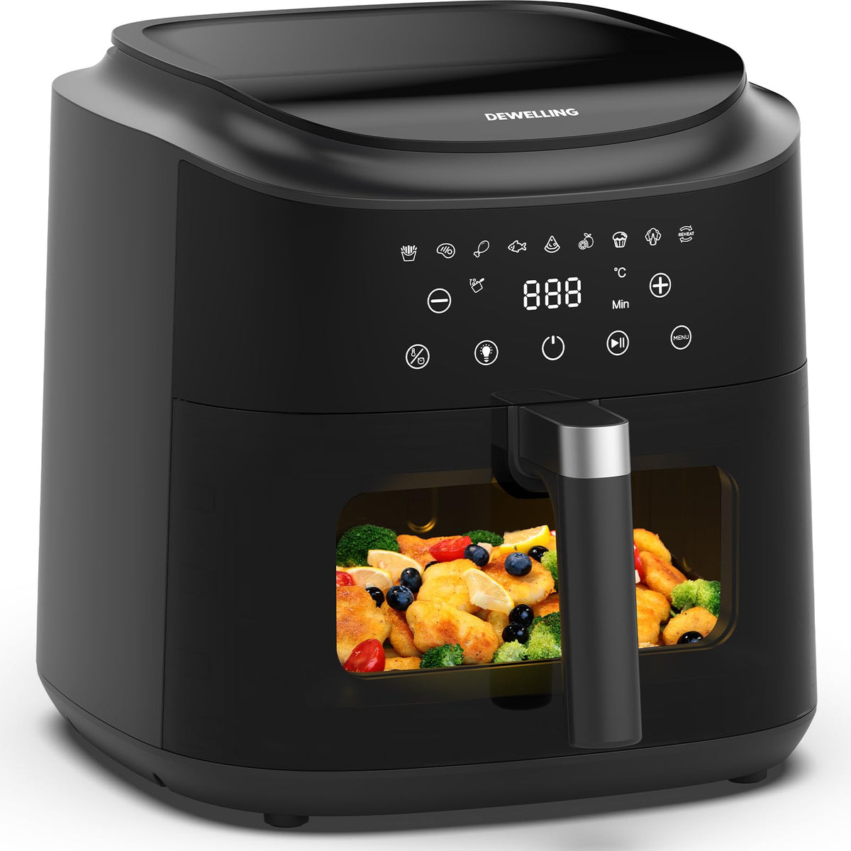 Dewelling Heissluftfritteuse XXL 9L Airfryer mit Sichtfenster und LED Touch-Display