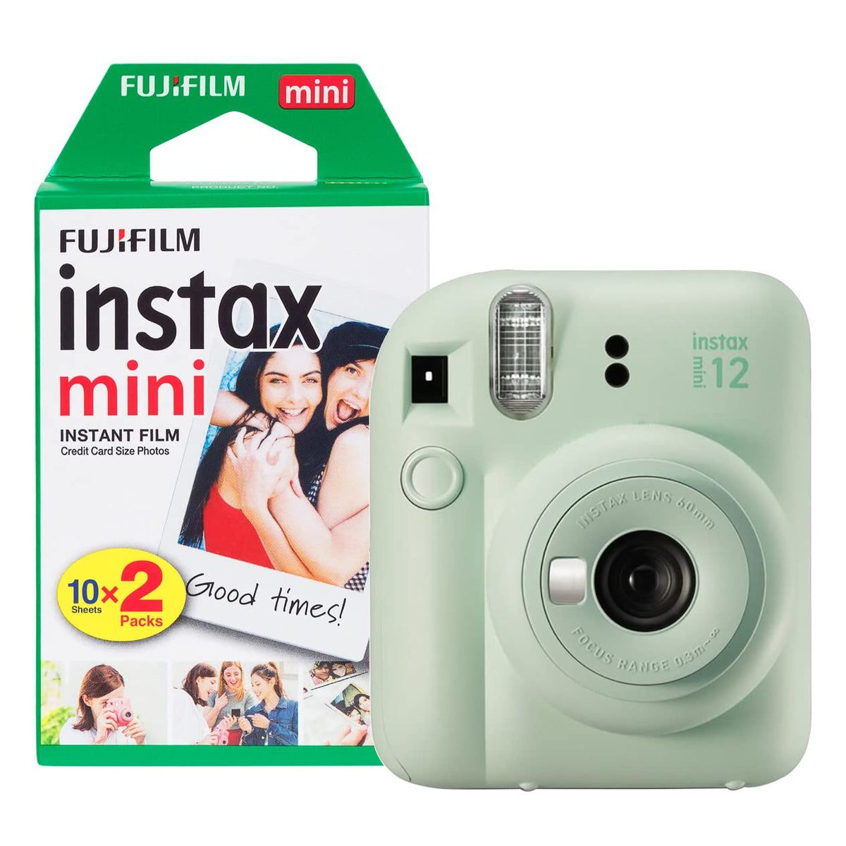 Fujifilm instax Mini 12 Sofortbildkamera Mintgrün mit 20 Aufnahmen, Selfie-Spiegel