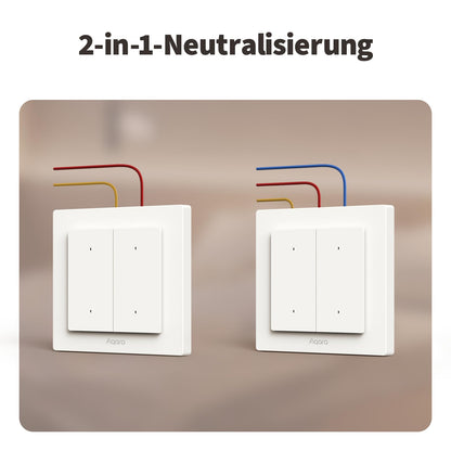 Aqara Lichtschalter H2 EU, smarter Wandschalter, 2 Tasten 1 Kanal