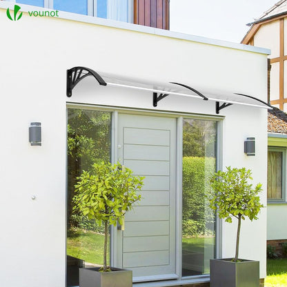 VOUNOT Vordach Haustür Pultvordach 200x80 cm Transparent/Schwarz
