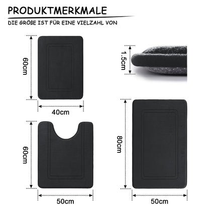 chakme Badezimmerteppich Set 3-teilig, Memory-Schaum, schwarz