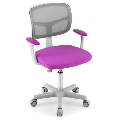 COSTWAY Kinderschreibtischstuhl Computerstuhl Drehbar - Lila. Drehbarer, lila Kinderstuhl. Fördert ergonomisches Sitzen am Schreibtisch.