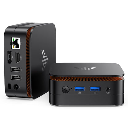 NiPoGi Essenx E1 Mini PC - Intel N95, 16GB RAM, 256GB SSD. Schwarzes, kompaktes Quadergehäuse. Leistungsstarker PC für Büro und Zuhause.