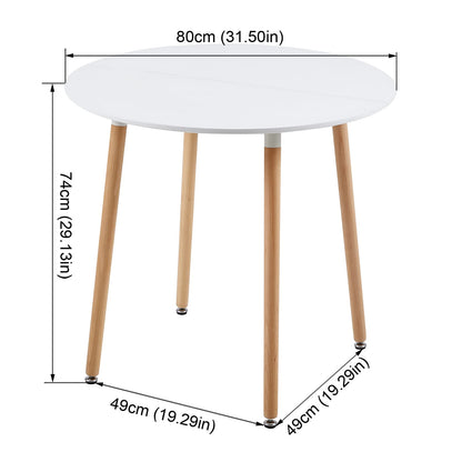 H.J WeDoo Esstisch rund 80 cm, MDF Tischplatte weiss, Buchenholz Beine