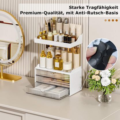 OrderlyGo Makeup Organizer Gross - 2 Etagen 3 Schubladen Transparent