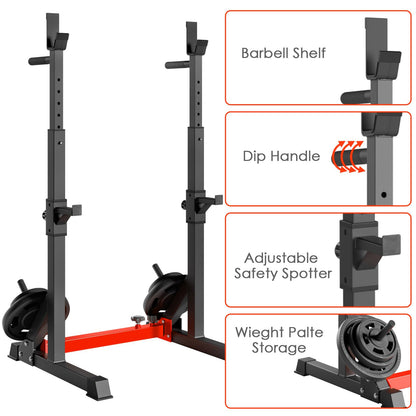 LIFERUN Squat Rack Hantelständer Multifunktion - Rot
