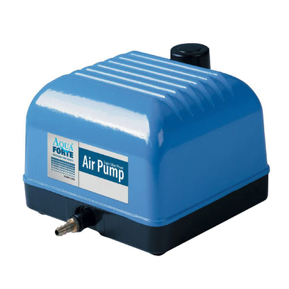 AquaForte Hi-Flow V-60 Luftpumpe für Teiche – Leistungsstark. Dunkelgraues, rechteckiges Gehäuse, belüftet Teiche effektiv.