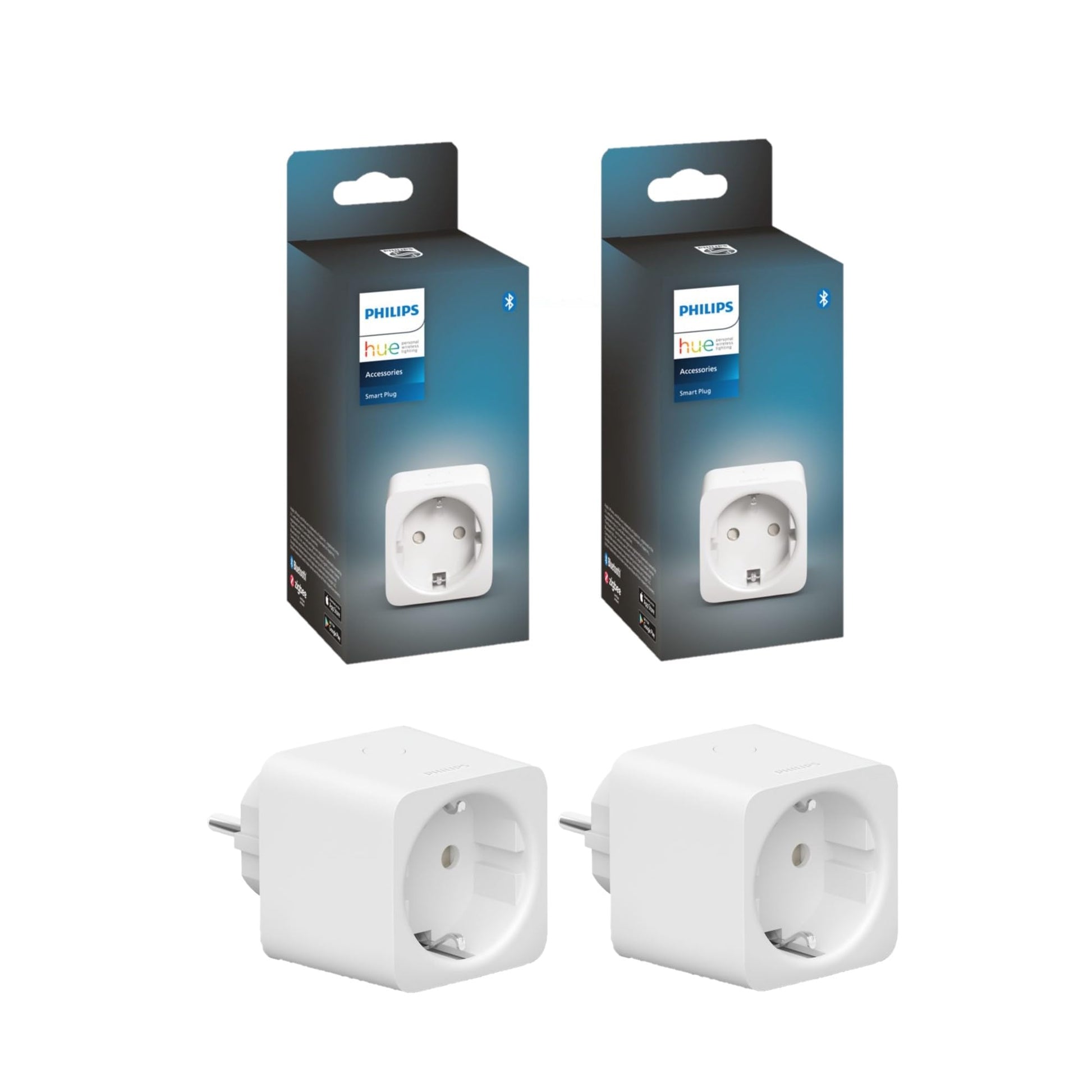 Philips Hue Smart Plug smarte Steckdose weiss 2er Pack: Zwei weisse, kompakte Stecker zur smarten Steuerung von Elektrogeräten per App.