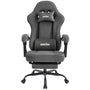 SUKIDA Gaming Stuhl aus Stoff mit Fussstütze, ergonomisch, grau, mit Kopfstütze und Metallgestell