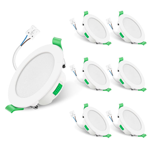 ALUSSO LIGHTING LED Einbauspot Flach Dimmbar IP65 68mm – 6er Set. Runde, flache LED-Spots zur dimmbaren, strahlwassergeschützten Deckenbeleuchtung.