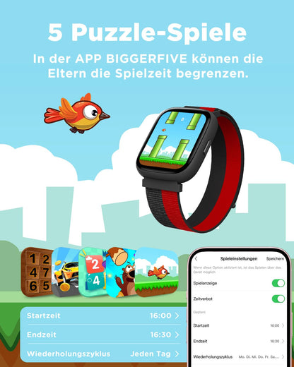 BIGGERFIVE BRAVE 2 Kinder-Smartwatch, IP68, Puls, Schlafmonitor