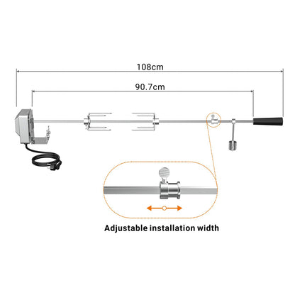 Onlyfire BRK-6031 Rotisserie Drehspieß Set - 90 cm Verchromt