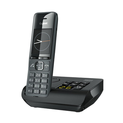 Gigaset Comfort 520A Schnurloses DECT-Telefon mit AB, titan-schwarz. Rechteckiges titan-schwarzes Mobilteil zur privaten Telefonie und Nachrichtenaufnahme.