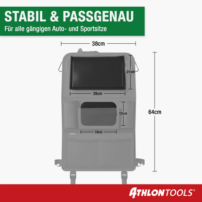 ATHLON TOOLS Autositz-Organizer mit Tablet-Halterung, 2er-Set, schwarz