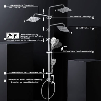 Görbach Edelstahl Duschsystem SJ-E3030CP Regendusche - Chrom