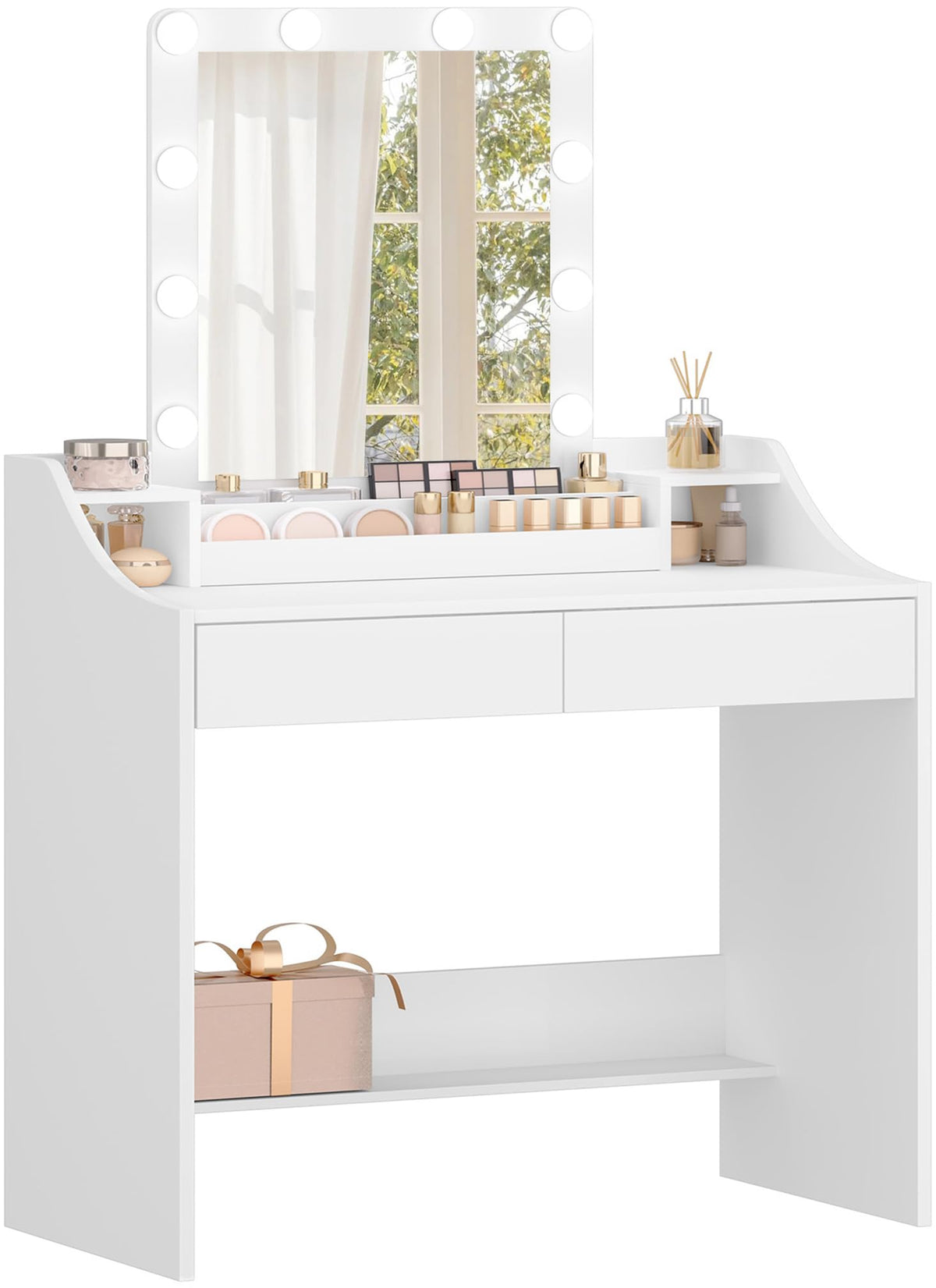Hzuaneri Schminktisch DT39503X mit LED-Beleuchtung und Spiegel, Weiss