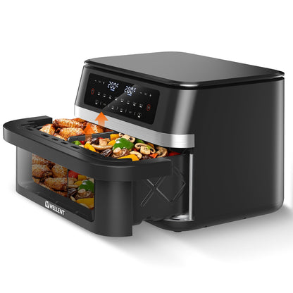 WELLENT Heissluftfritteuse 12L Dual Zone Airfryer XXL Doppelkammer