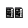 Lexar Silver PRO SD Speicherkarte - 2x128GB Kit UHS-II V60, rechteckig, schwarz/silber, für schnelle 4K-Video- und Fotoaufnahmen.
