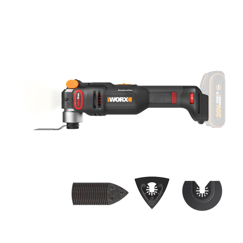 WORX Nitro WX698.9 Sonicrafter Multifunktionswerkzeug 20V ohne Akku, schwarz-graues Oszillierwerkzeug zum Sägen, Schleifen, Schaben.
