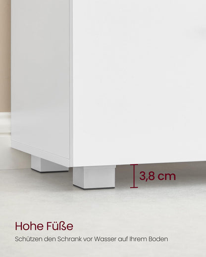 VASAGLE Custos Waschbeckenunterschrank mit 2 Schubladen, wolkenweiss