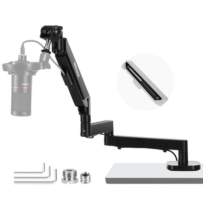 NEEWER MS002 Low Profile Mikrofonarm - 360° schwenkbar. Kompakter, schwarzer Arm mit Gelenken zur präzisen Mikrofonpositionierung für Studio und Streaming.