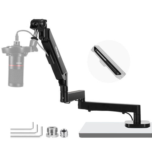 NEEWER MS002 Low Profile Mikrofonarm - 360° schwenkbar. Kompakter, schwarzer Arm mit Gelenken zur präzisen Mikrofonpositionierung für Studio und Streaming.
