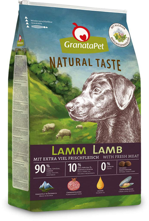 GranataPet Natural Taste Lamm Trockenfutter - getreidefrei 12 kg: Braune, krokettierte Pellets. Alleinfuttermittel für die tägliche Fütterung erwachsener Hunde.