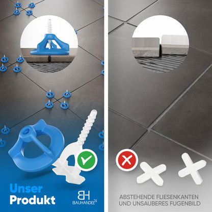 Bauhandel24 Fliesenverlegehilfe Nivelliersystem 2mm – 1000 Laschen