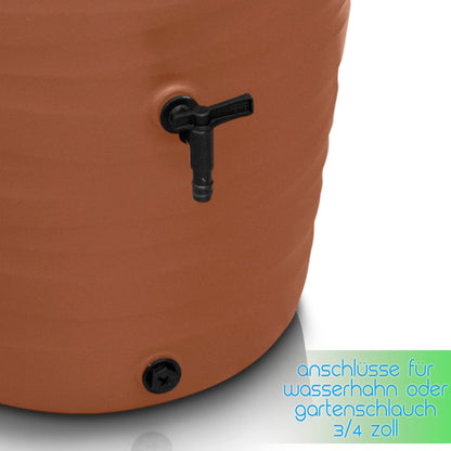 YourCasa Regentonne 240 Liter Wave mit Wasserhahn, Terracotta