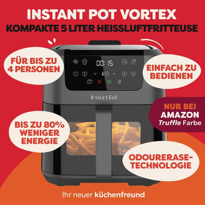 Instant Pot Vortex Compact Heissluftfritteuse - Trüffel Grau 5 L