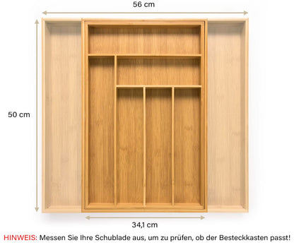 budu Besteckkasten #50 aus Bambus, ausziehbar, Tiefe 50 cm