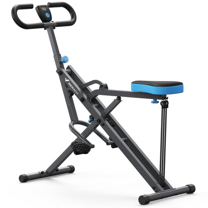 MERACH 2-in-1 Kniebeugen Rudergerät R07 - Grau. Graues Trainingsgerät mit Ruderschiene und Kniebeugenfunktion für Ganzkörpertraining.