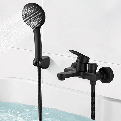 Hermodly Badewannenarmatur mit Handbrause, schwarz matt, Wandmontage
