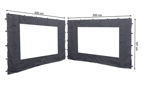 QUICK STAR Pavillon Seitenteile 3x3m mit Fenster, 2 Stück, Anthrazit, 100 % Polyester