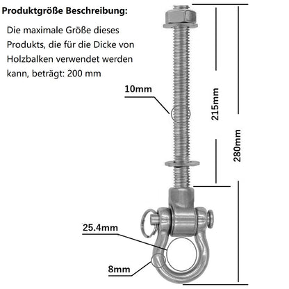 WWFFEN Schaukelhaken Edelstahl, 4er-Set mit Lagern, M10, 675 kg