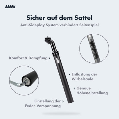 AARON Spring Federsattelstütze – 30.9mm x 350mm Schwarz