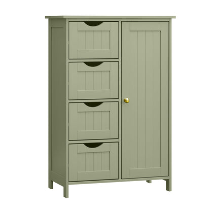 VASAGLE Badschrank schmal mit Schubladen Tür - Lorbeergrün LHC041C02. Lorbeergrüner Schrank mit Schubladen und Tür für Bad-Stauraum.