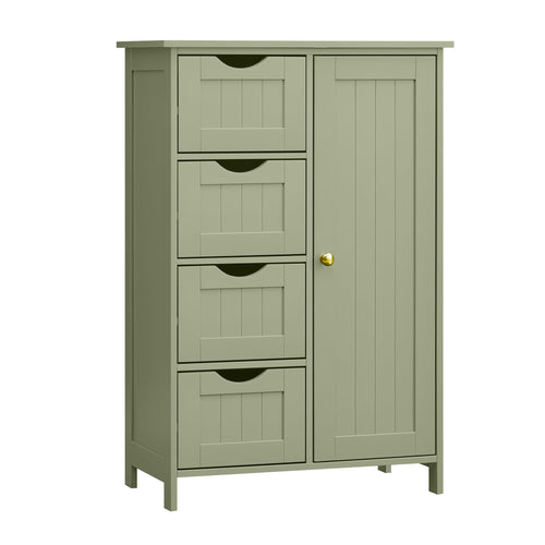 VASAGLE Badschrank schmal mit Schubladen Tür - Lorbeergrün LHC041C02. Lorbeergrüner Schrank mit Schubladen und Tür für Bad-Stauraum.