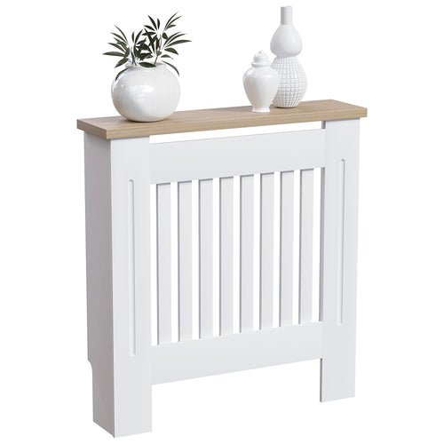 Vida Designs Arlington Moderne MDF Heizkörperabdeckung – Weiss, Klein. Rechteckig mit Lamellenfront. Verdeckt Heizkörper.