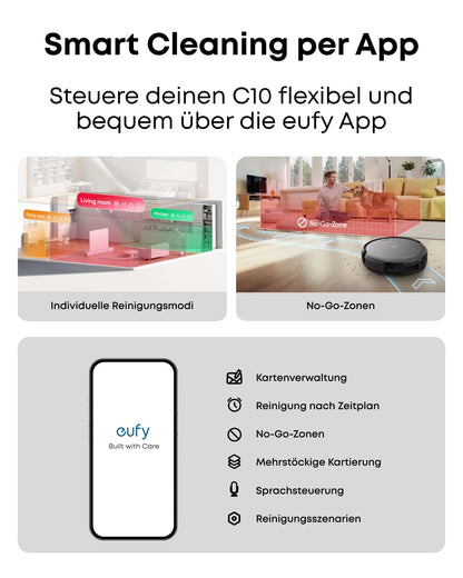 eufy C10 Saugroboter mit automatischer Absaugstation, 7,3 cm flach