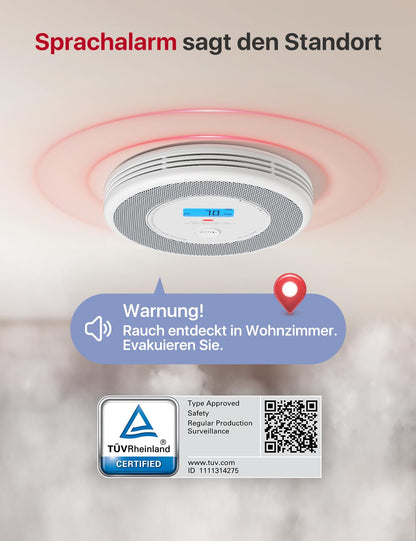 X-Sense XP0A-iR Rauch- und CO-Melder mit Sprachalarm, 2er-Set