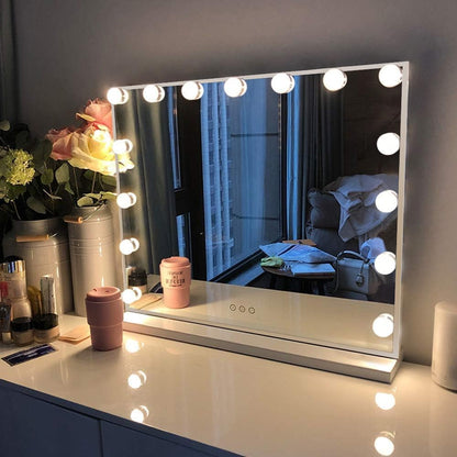 FENCHILIN Hollywood Schminkspiegel Tischspiegel – 15 LED, USB-C. Rechteckiger Spiegel mit 15 LEDs, ideal zum präzisen Schminken am Tisch.