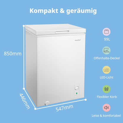 Comfee Gefriertruhe 99 L, Inverter-Kompressor, 38 dB, 4-Sterne
