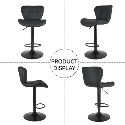 Hawthyhome Barhocker 2er Set Höhenverstellbar mit Rückenlehne – Schwarz