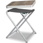 Homecall Campinghocker faltbar mit MDF-Tischplatte, 2-in-1, grau – Aluminiumgestell, Sitz aus 600D-Gewebe