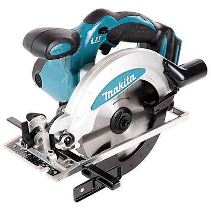 Makita DSS610Z Akku-Handkreissäge - Ø 165 mm Ohne Akku. Blaue Maschine mit 165 mm Sägeblatt zum Trennen von Holzwerkstoffen.